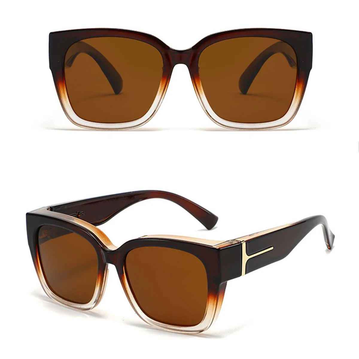 2PC Lightweight Oversized Over Glasses Sunglasses for Women Men Square Fit Over Polarized Sun Glasses UV400 T04