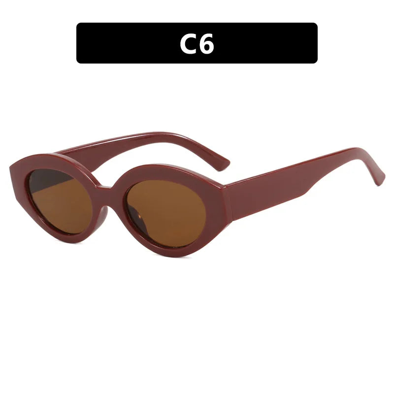 Fashion Cat Eye Sunglasses Women 2026 Ins Popular Vintage Punk Oval Sun Glasses Female Trending Shades Multicolour Eyewear UV400