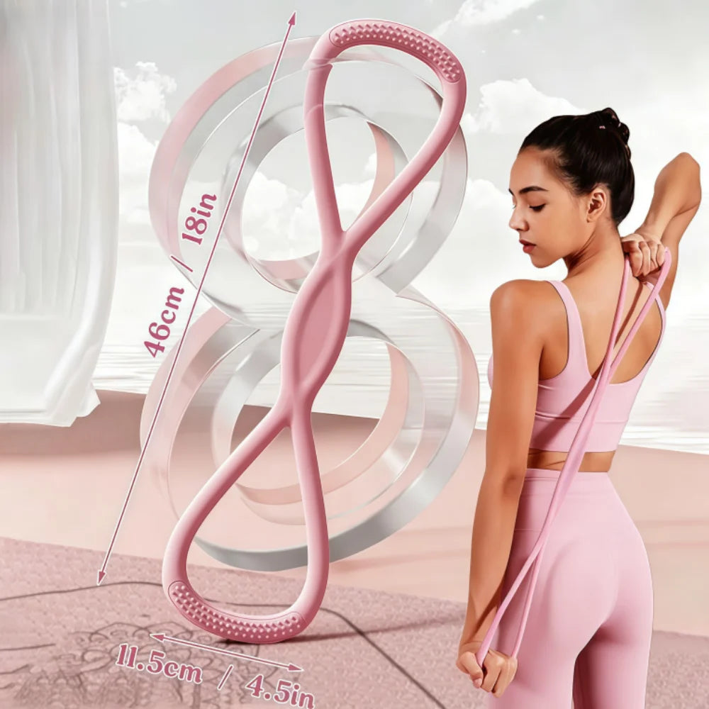 Figure 8 Resistance Band for Women and Men, Silicone Pull Rope with Non-Slip Handles, Arm Back Shoulder and Chest Workout Band for Home Gym Yoga Pilates mbzr