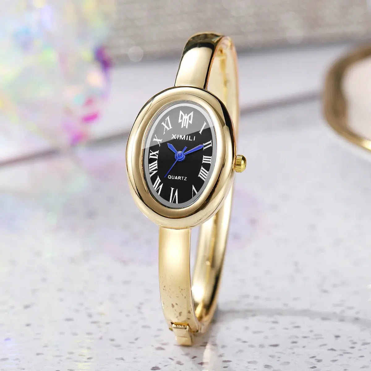 Elegant Oval Roma Dial Quartz Watch Fashion Bracelet Strap Ladies Wristwatch mbzr