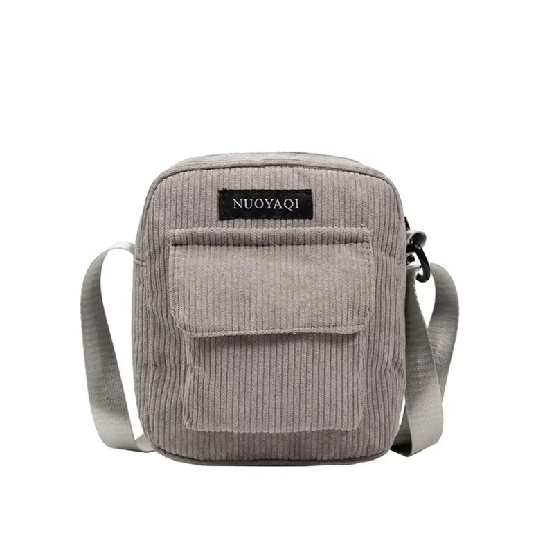 Corduroy Shoulder Handbags Striped Cloth Fabric Casual Zip Canvas Tote mbzr