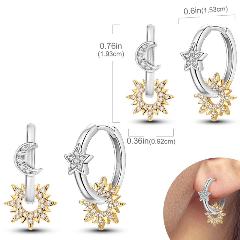 Sterling Silver Hoop Earrings Hypoallergenic Zirconia Women mbzr
