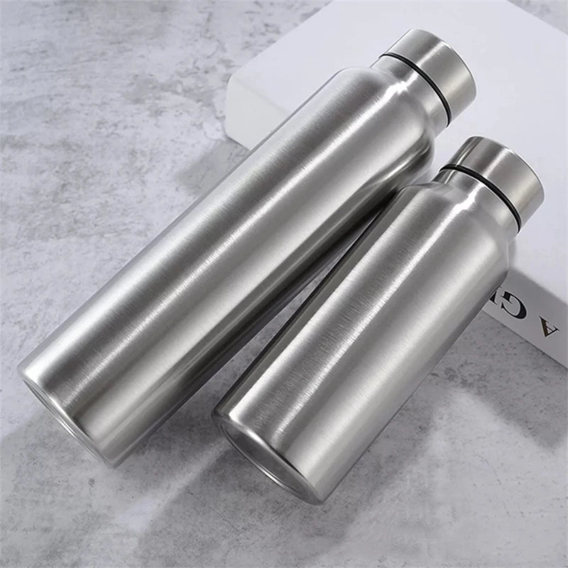 Portable Sports Water Bottle 650ML 1000ML Stainless Steel Single Wall Large Capacity Kettle Outdoor Bicycle Sports Drinking mbzr