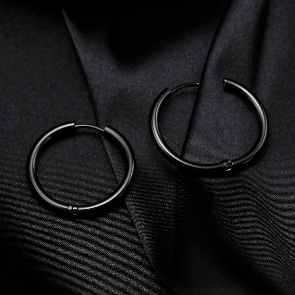 Classic Stainless Steel Hoop Earring for Men Boys,Anti Allergy Metal Huggies Hoop Earring,Simple Male Stacked Earring Jewelry