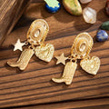 1 Pair Fashion Women Earrings Retro Bohemian Metal Cowboy Hat Boots Heart Geometric Pendant Earrings - Stylish Jewelry for Women's Casual Party Wear Birthday/Halloween/Holiday Gifts Everyday Jewelry, Elegant Accessory