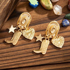 1 Pair Fashion Women Earrings Retro Bohemian Metal Cowboy Hat Boots Heart Geometric Pendant Earrings - Stylish Jewelry for Women's Casual Party Wear Birthday/Halloween/Holiday Gifts Everyday Jewelry, Elegant Accessory