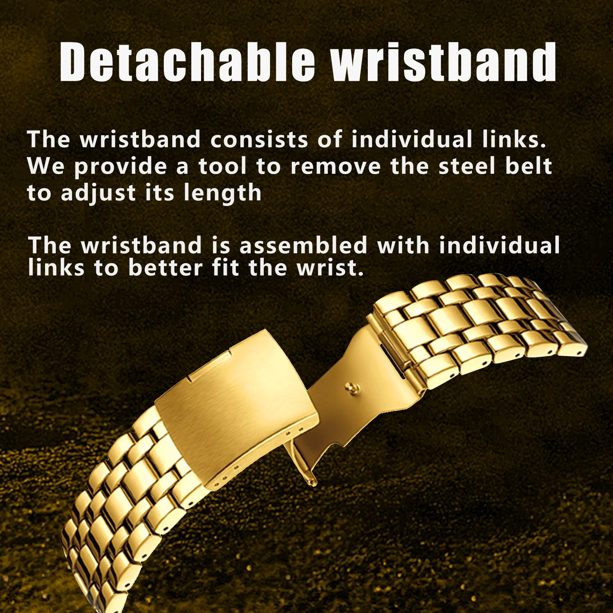 YaLaLuSi Men's Fashion Waterproof Sport Watch Gold Strap Luxury Multifunctional Atmospheric Dial Practical Free Shipping mbzr