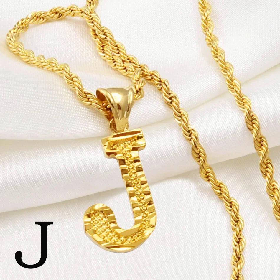 A-Z letter necklace, men's and women's gold-plated initials pendant rope chain, English letter jewelry Daily WearO mbzr