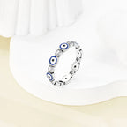 MULA Wedding Band Rings for Women Man 925 Sterling Silver Evil Eye Hand Celtic Knot Four-Leaf Clover Ring Stackable Jewelry Gift