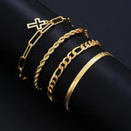 7-Piece Elegant Stainless Steel Minimalist Cross Pendant Jewelry Set for Men Chain Necklace Bracelet Jewelry for Everyday Wear