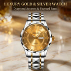 1pcs Men's Gold Alloy Band Luxury Business Calendar Quartz Watch for Party Holiday Gift mbzr