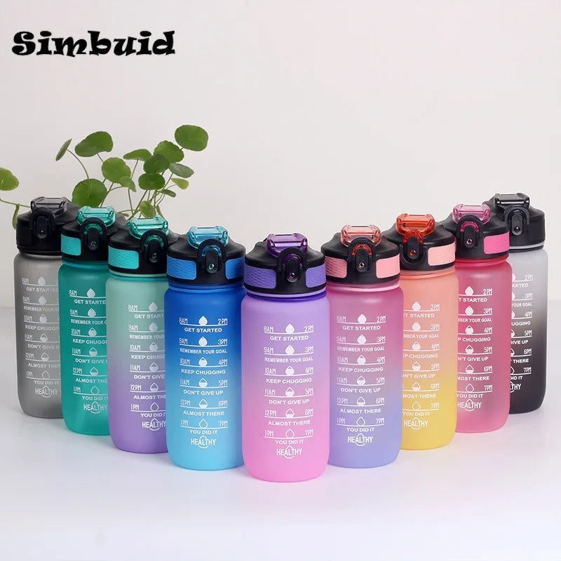 600ML Sports Water Bottle with Time Marker Leak-proof Cup Motivational Portable Water bottle for Outdoor Sport Fitness mbzr