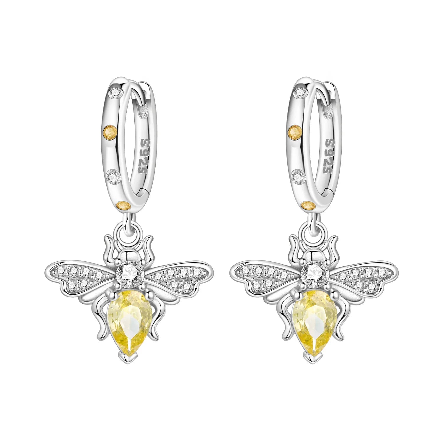 Original 2025 S925 Sterling Silver Zirconia Butterfly Gradient Dragonfly Earrings Women's Earring Jewelry Birthday Party Gift mbzr