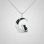Black Cat Necklace 925 Sterling Silver  Animal Pendant Jewelry Gifts for Women Men Animal Lovers Graduation Christmas Birthday mbzr