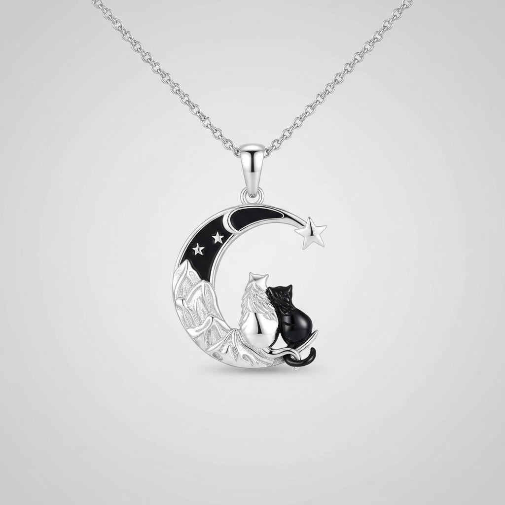 Black Cat Necklace 925 Sterling Silver  Animal Pendant Jewelry Gifts for Women Men Animal Lovers Graduation Christmas Birthday mbzr