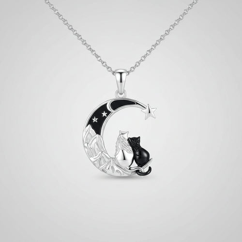 Black Cat Necklace 925 Sterling Silver  Animal Pendant Jewelry Gifts for Women Men Animal Lovers Graduation Christmas Birthday mbzr