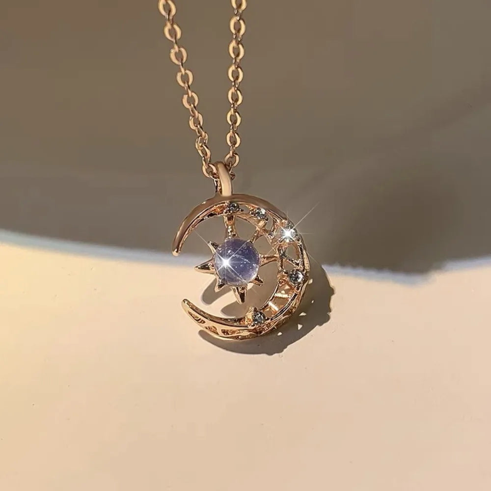 LATS Star Moon Pendant Necklaces for Women Simple Clavicle Chain Fashion Jewelry Accessories