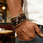 5Pcs Retro Bohemian Wooden Bead Coconut Shell Bracelet Set Handmade Beaded Stackable Wrist Jewelry for Unisex
