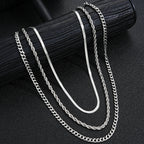 New Arrival Silver Tone Stainless Steel Jewelry Set Unisex Punk Vintage Smooth Ring Necklace Bracelet Waterproof Anti Tarnish Minimal Street Daily Wear Jewelry Gift For Men