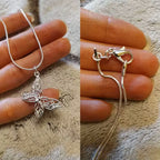 Sterling Silver Butterfly Pendant Necklace Snake Chain Women
