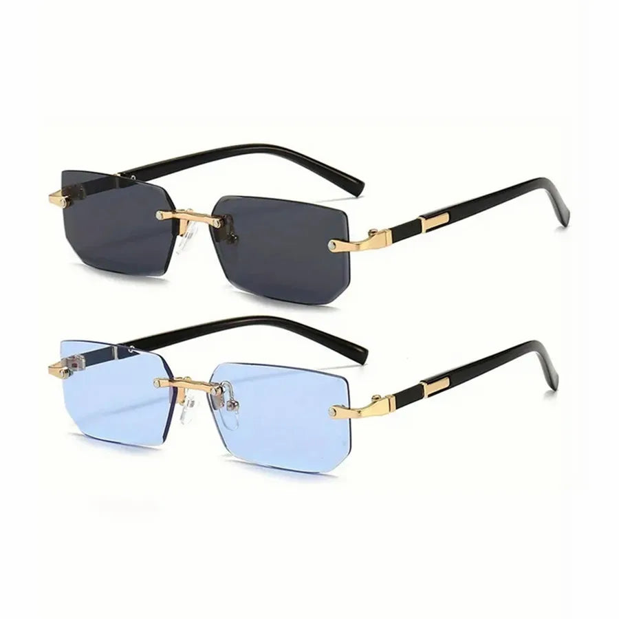 Rimless Rectangle Eyewear Popular Fashion Shades Small Square Sunglasses
