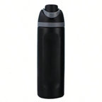 Insulated Stainless Steel Water Bottle with Straw for Sports and Travel, BPA-Free, 24oz, Foggy Tide (Black) mbzr