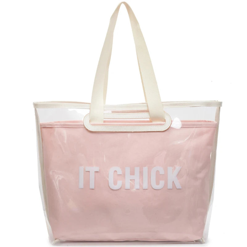 PVC Transparent Shoulder Bag Large Capacity Versatile Handbag Water Proof Multifunctional Tote Bag Summer Beach Bag