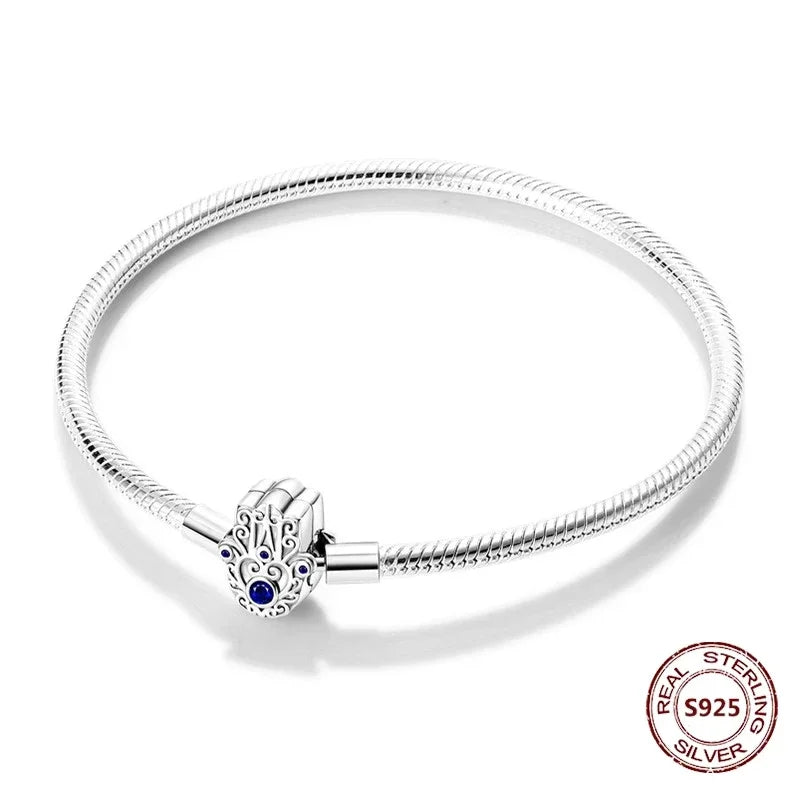 Silver 925 Bracelet Original Bracelets Colorful Zircon Heart Flower Cat Snake Chain For DIY Charms 17-20CM Luxury Jewelry Gifts mbzr
