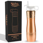 Pure Copper Water Bottle For Drinking Water with Straw and Sports Lid 33.5oz/ 950ml Ayurveda Copper Bottle for Ayurvedic Health mbzr