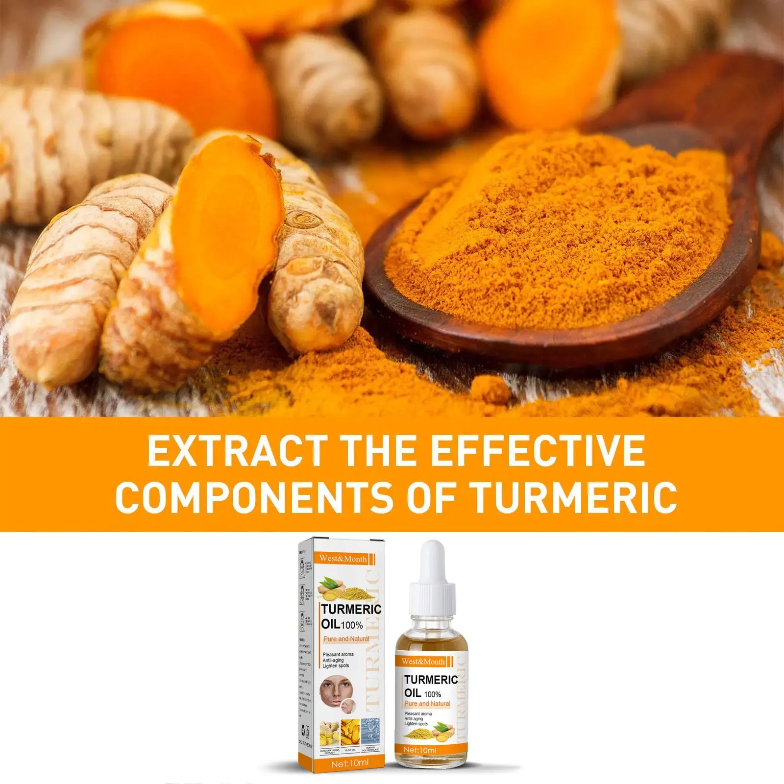 Turmeric Essence Oil Firming Tightening Fade Fine Lines Brighten Skin Tone Remove Melanin Deeply Moisturizing Facial Serum Oil mbzr