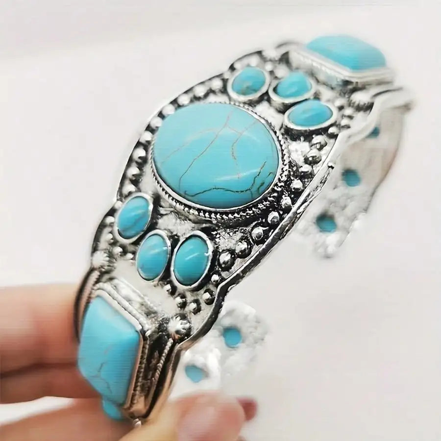 Retro Bohemian Natural Turquoise Bracelet Leisure Wear Exquisite Accessories mbzr