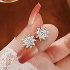 OXTAO Sparkling Sunflower Stud Earrings for Women 14K Gold Filled Moissanite&Zircon Flowers Earrings Wedding Party Jewelry Gift