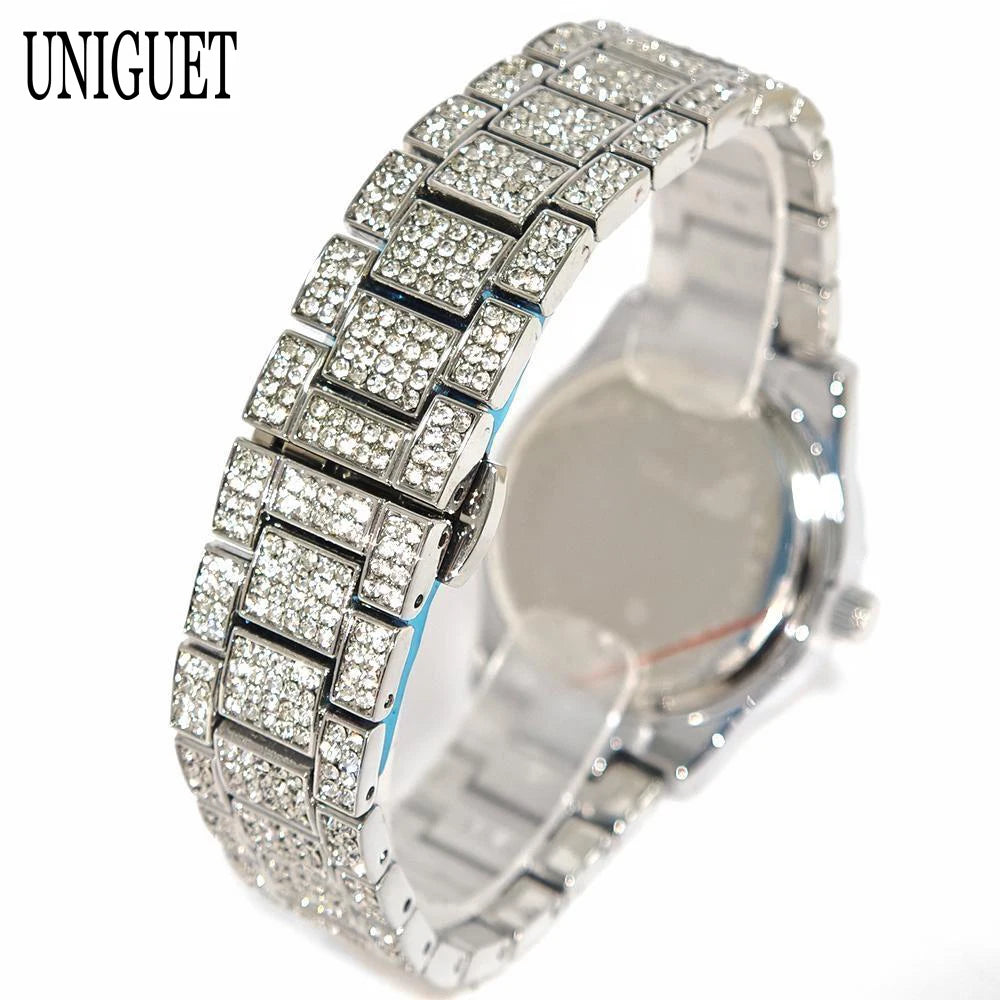 Hot Fashion Luxury Brand UNIGUET Womens Watch Elegant Pink Diamond Small Dial BlingBling Quartz Ladies Mini Iced Wristwatch Gift mbzr