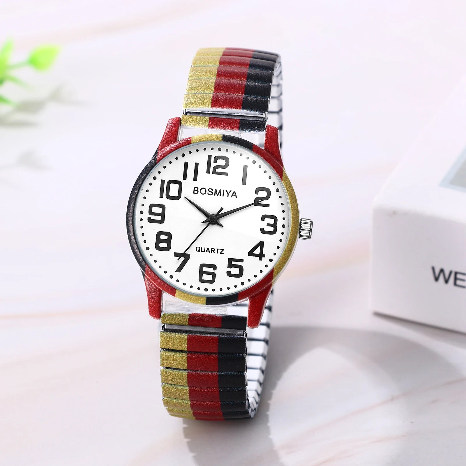 LANCARDO Quartz Watch Easy to Read High-definition Arabic Large Digital Dial Elastic Band Watch Men and Women's Printed Watch