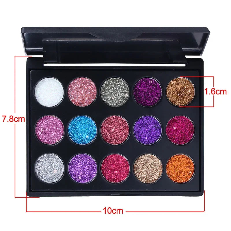 15 Colors Glitter Eye Shadow Shiny Pigment Professional Eye Makeup Palette Long-lasting Make Up Eyeshadow Palette Party Cosmetic mbzr