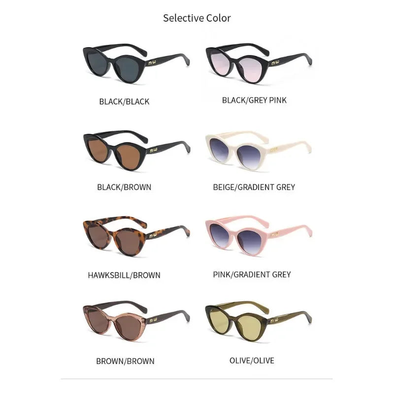 Fashion Cat Eye Women Sunglasses Luxury Brand Designer Black Leopard Small Frame Glasses UV400 Girl Letter Eyewear