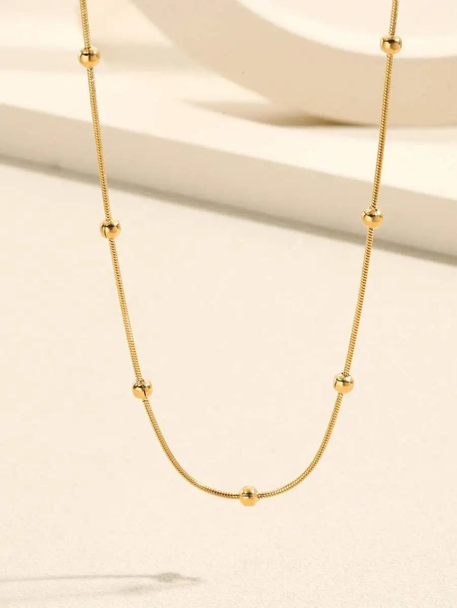 1pc Graduation Season and Mothers Day Stainless Steel Beaded Chain Necklace