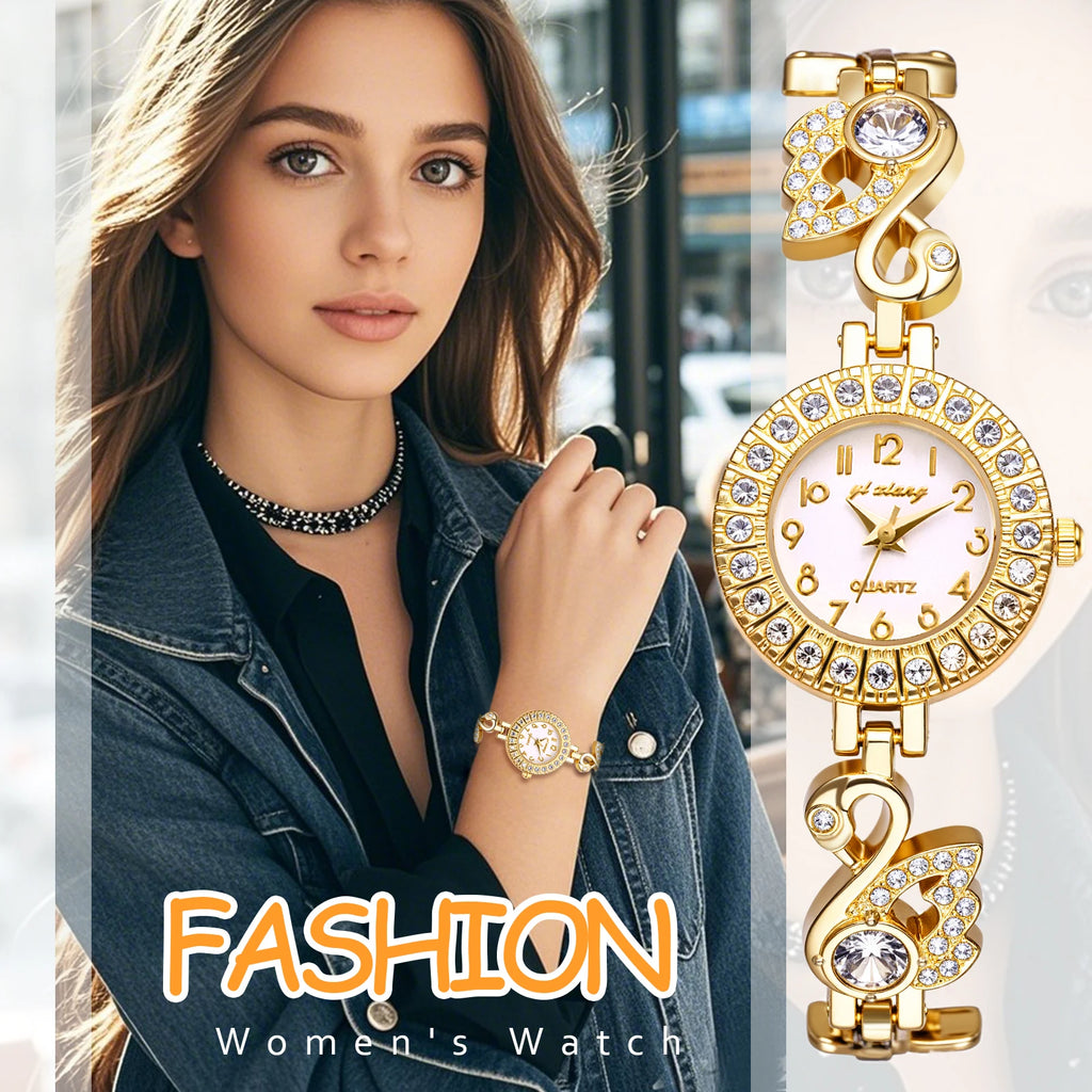 Ladies Watch Quartz Ultra thin full diamond case Arabic numerals scale full diamond cygnet decorated watch band Ladies bracelet