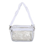 Women Solid Color Clear Transparent Shoulder Bag Front Pocket Casual Crossbody Handbag Purse Simple Mini Daily Shopping Walking Outings mbzr