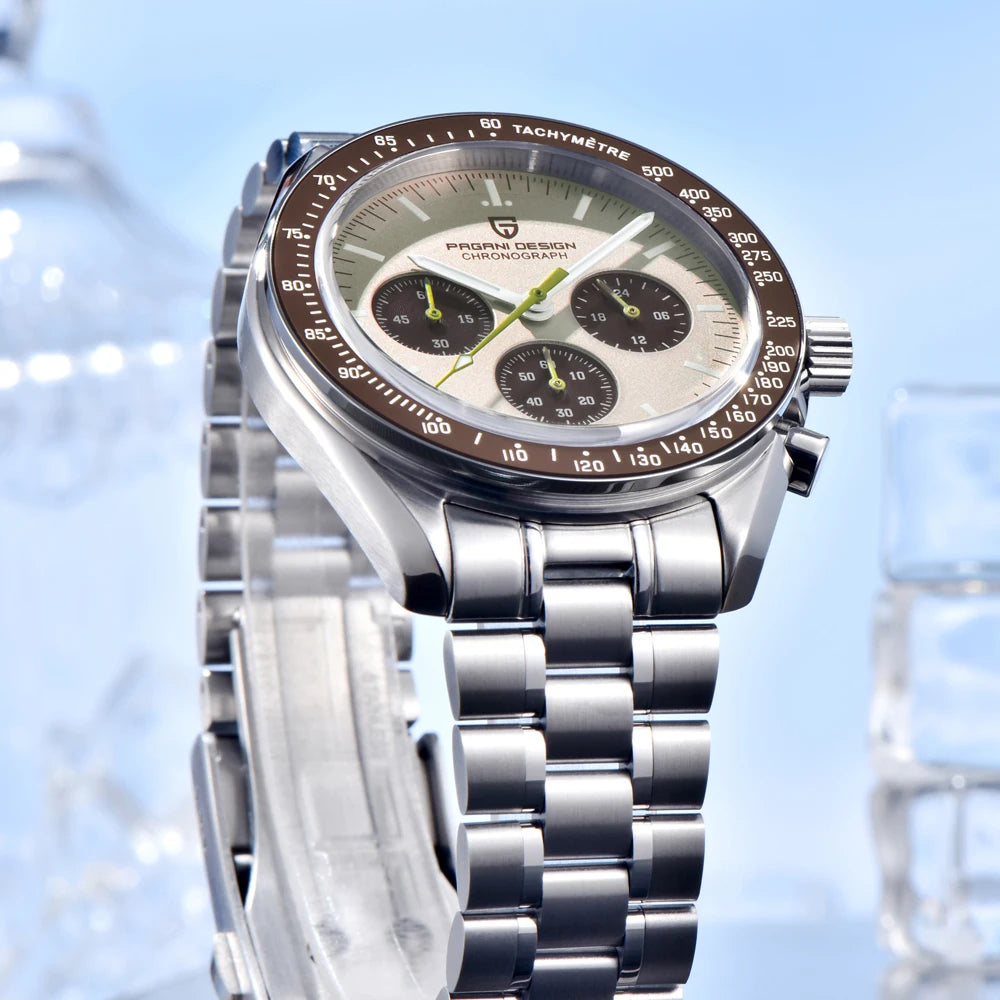 PAGANI DESIGN 2026 New Saturn Watch Luxury Quartz Watches For Men Stainless steel Luminous AR Sapphire crystal Chronograph Man