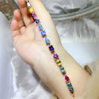Luxury Rainbow Genuine Moissanite Tennis Bracelet S925 Sterling Silver Mixed Cut Heart Pear Round Square Gemstone Bracelet for Women Fine Jewelry Daily Wear Party Birthday Gift
