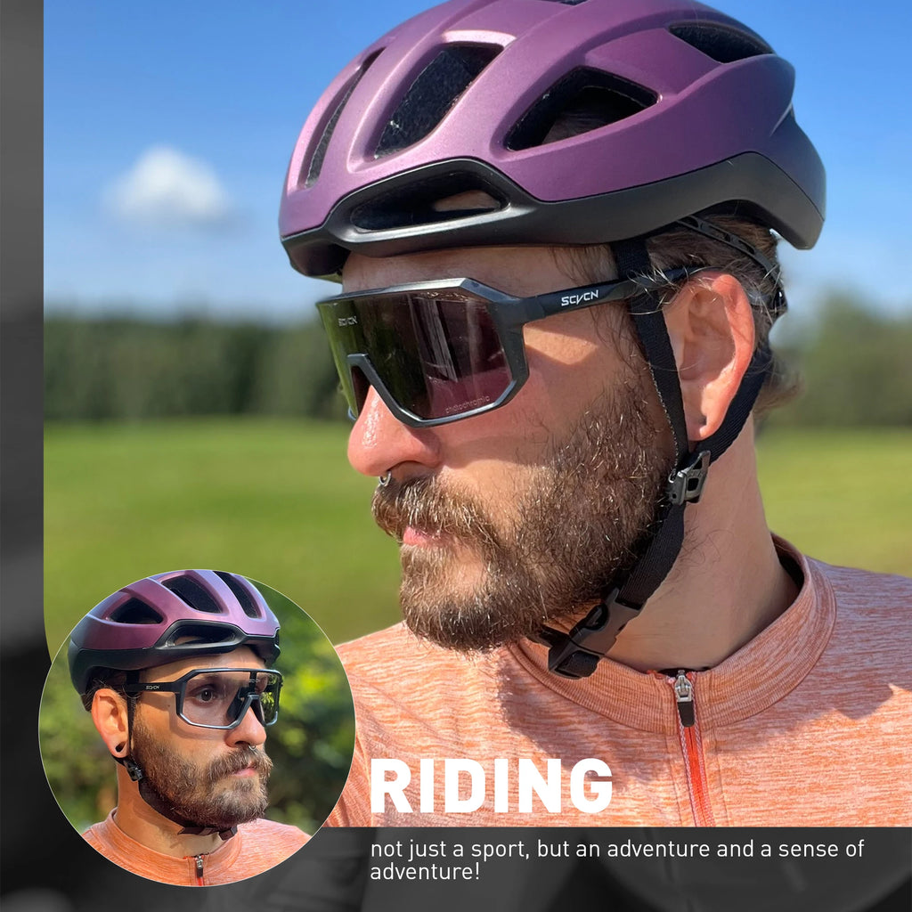 SCVCN Outdoor  Photochromic Cycling Glasses Bicycle Sport Sunglasses Clear MTB BMX Men Women Running Driving mbzr