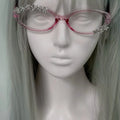An Abi Y2K millennial retro cute flat pink cat glasses, a street photo artifact, decorative glasses mbzr