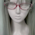 An Abi Y2K millennial retro cute flat pink cat glasses, a street photo artifact, decorative glasses mbzr