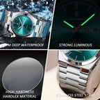 POEDAGAR Luxury Men's Watches Waterproof Luminous Date Week Men Watch Stainless Steel Casual Fashion Quartz Man Wristwatch Reloj mbzr