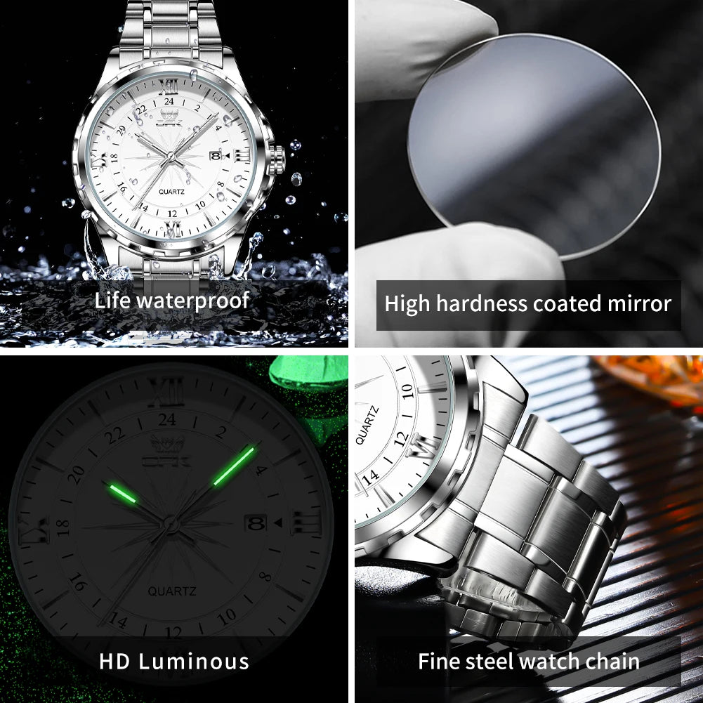 OPK Brand Steel Belt Dual Calendar Men's Quartz Watch 6003 mbzr