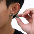Simple Circle Round Stud Earrings for Men Boys, Metal Zircon Small Earrings, Unisex Daily Jewelry Accessory