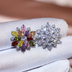 Cute Big AAAAA Bling Cubic Zirconia 925 Silver Needle Stud Earrings Fashionable Flower Earring for Women Jewelry Gift Brincos mbzr