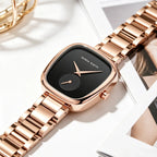 1 Set Women Watch Stainless Steel Strap Rose Gold Oval Timing Clock Quartz Movement Simple Top Brand Women Gift Daily Wear Watch mbzr