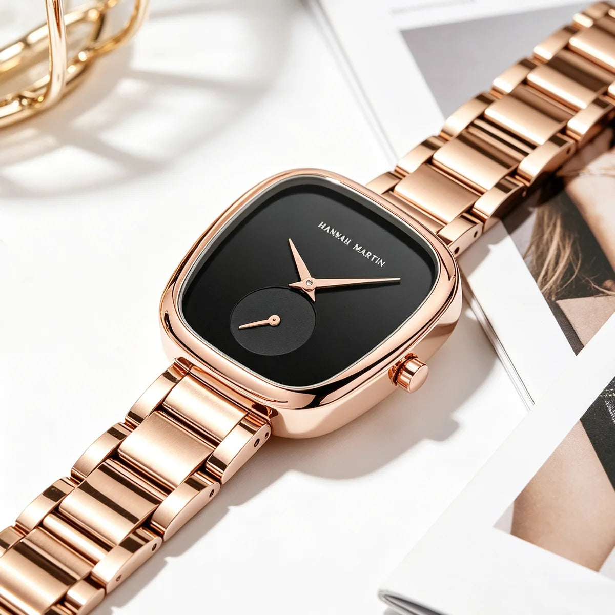 1 Set Women Watch Stainless Steel Strap Rose Gold Oval Timing Clock Quartz Movement Simple Top Brand Women Gift Daily Wear Watch mbzr
